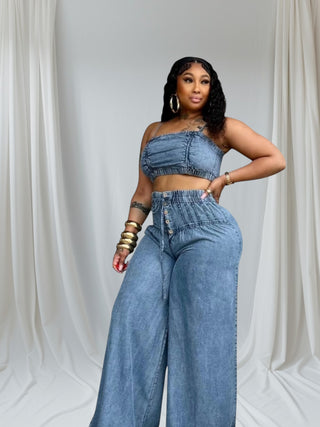 Aria Denim Two-Piece Set | Effortless Street-Style Luxury