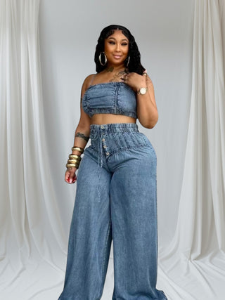 Aria Denim Two-Piece Set | Effortless Street-Style Luxury