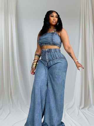 Aria Denim Two-Piece Set | Effortless Street-Style Luxury