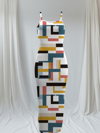 Dress with geometric pattern on a white background