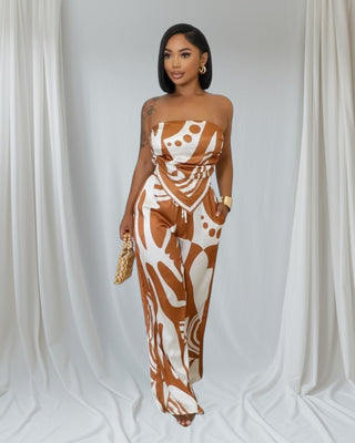 Mustard Wide-Leg Pants Set