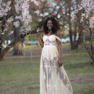 Champagne Romance Lace Maxi Dress