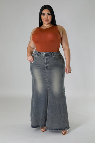 Smoky Flare Up High-Waisted Denim Skirt