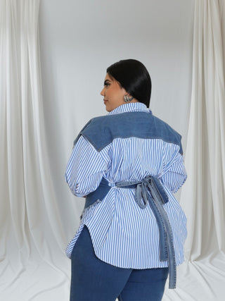 DENIM ILLUSION LAYERED TOP | Plus Size Perfection