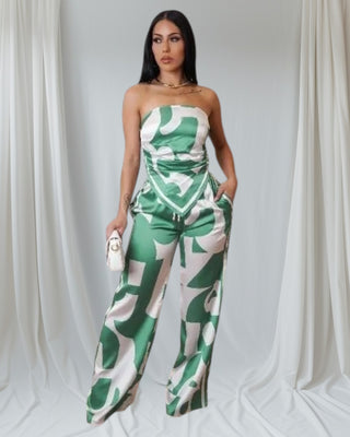 Green High-Waisted Pants Set