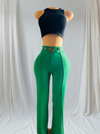Envy Green High Waist Work Pants