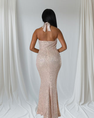 The Golden Elegance  Sequins Evening Gown