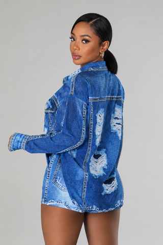 Denim Illusion Shorts Set