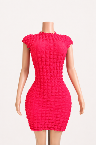 Hot Pink Textured Bodycon Mini Dress