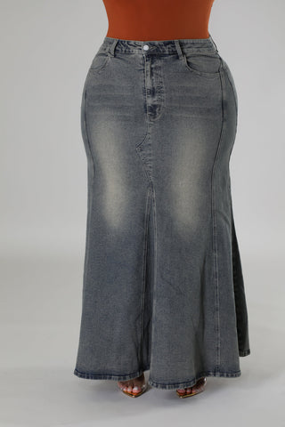 Smoky Flare Up High-Waisted Denim Skirt