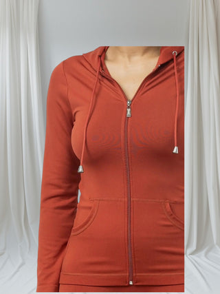 Terracotta Dream Zip-Up Activewear Set | Elevate Your Fitness & Loungewear Game