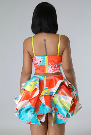 Tropical Bloom Ruffle Skirt Set
