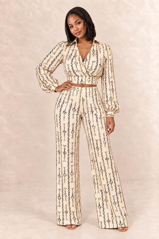 Ivory Key & Chain Wide-Leg Two-Piece Pant Set – alternate view 2