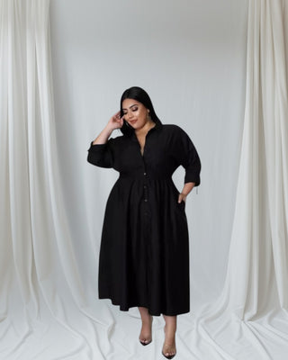 Carla Black Long-sleeve Button Down Dress