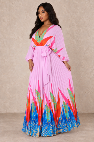 Paradise Pleats Tie-Waist Maxi Dress – alternate view 1