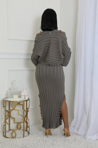 Sage Ribbed Two Piece Dress