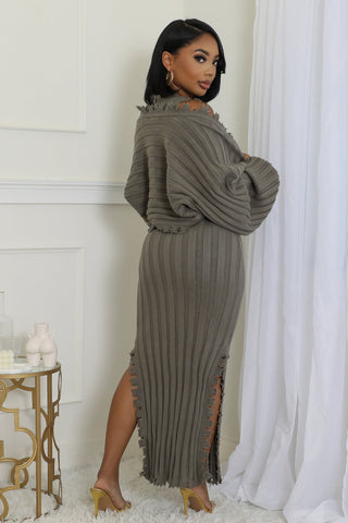 Sage Ribbed Two Piece Dress