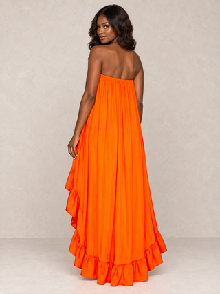 Sunset Glow High-Low Strapless Dress