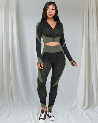 TACTICAL FLEX 3-Piece Workout Set - Army Green & Black