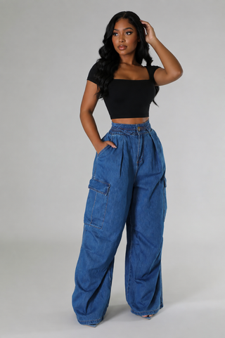 Utility Muse High-Waist Wide-Leg Cargo Jeans