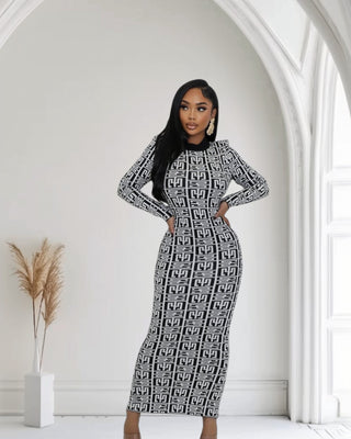No Competition Black & White Sweater Dress