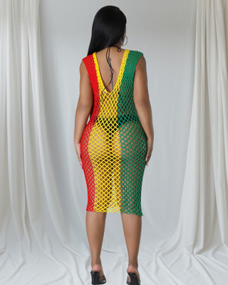 Rasta Vibes Crochet Cover-Up Dress