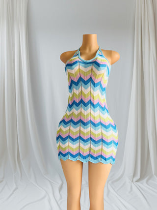 Knitted Halter Summer Dress Beach Coverup