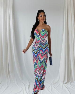 Electric Chevron Strapless Jumpsuit
