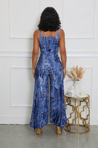 Blue Jean Illusion Wide-Leg Jumpsuit
