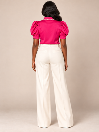 Abigale Pink Pearl & Crystal Satin Blouse – alternate view 2