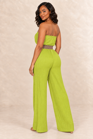 Lime Luxe Strapless Wide Leg Jumpsuit – alternate view 3