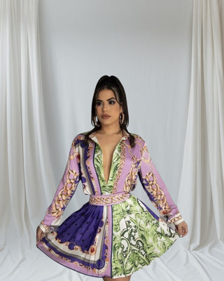 Lavish Print Mini Skirt Set