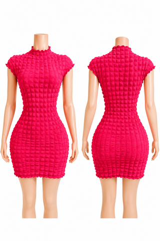 Hot Pink Textured Bodycon Mini Dress