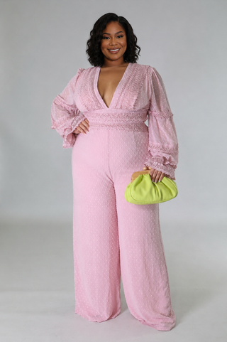 The Blush Romance Lace-Up Jumpsuit