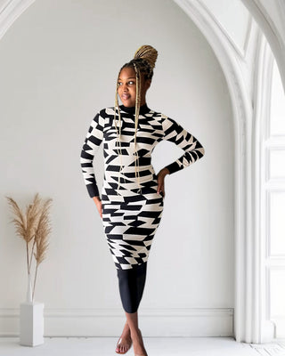 Monochrome Motion Maxi Dress - Tulleys Boutique
