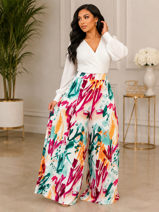 Painted Paradise Wide-Leg Palazzo Pants