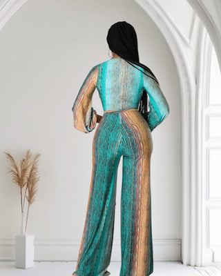 Tropical Sunset Ombré Pleated Jumpsuit