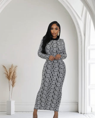 No Competition Black & White Sweater Dress