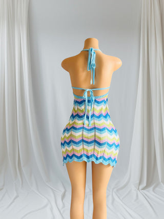 Knitted Halter Summer Dress Beach Coverup
