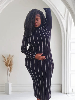 Diamond Aura Rhinestone Midi Dress - Tulleys Boutique