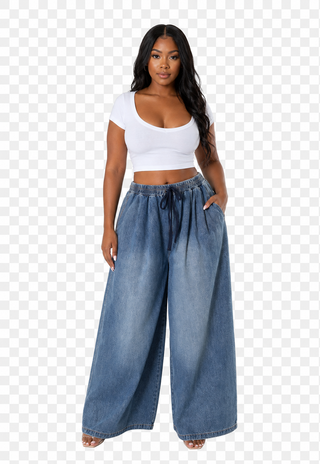 Easy Flow Wide-Leg Denim Pants