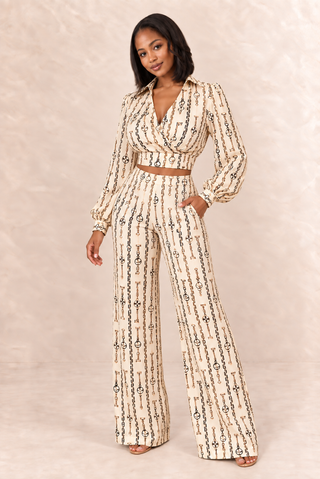 Ivory Key & Chain Wide-Leg Two-Piece Pant Set from Tulley's Boutique