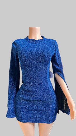 Royal Blue Shimmer Open Back Mini Dress