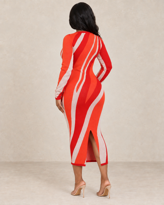 Sunset Wave Knitted Midi Dress