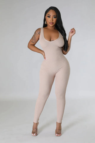 The Sculpt V-Back Ribbed Romper