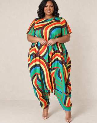 Island Rhythm Plus Size Convertible Jumpsuit Dress
