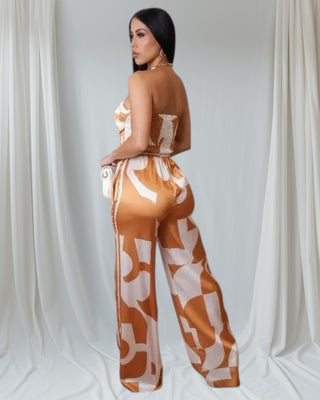 Mustard Wide-Leg Pants Set