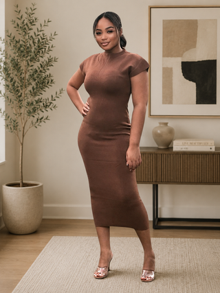 Night Out in Justine Brown Midi Dress