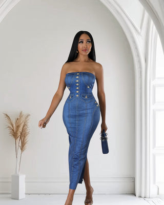 Too Cute Blue Muse Midi Dress