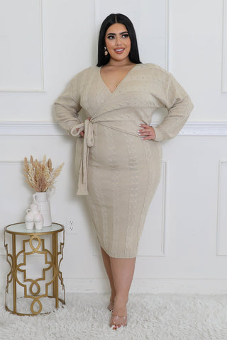 The Wrapped In Grace Knit Midi Dress